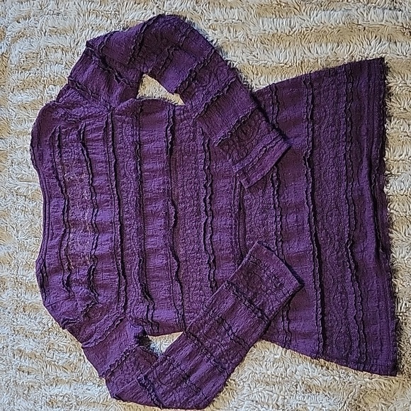 💜 Express Purple Lace Long Sleeve Top Sz Large - Picture 4 of 4